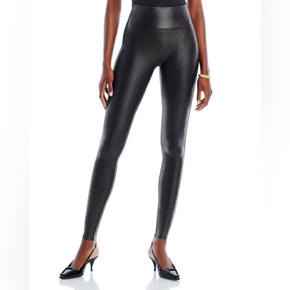 Spanx Black Faux Leather Full Length Leggings - Picture 1 of 8